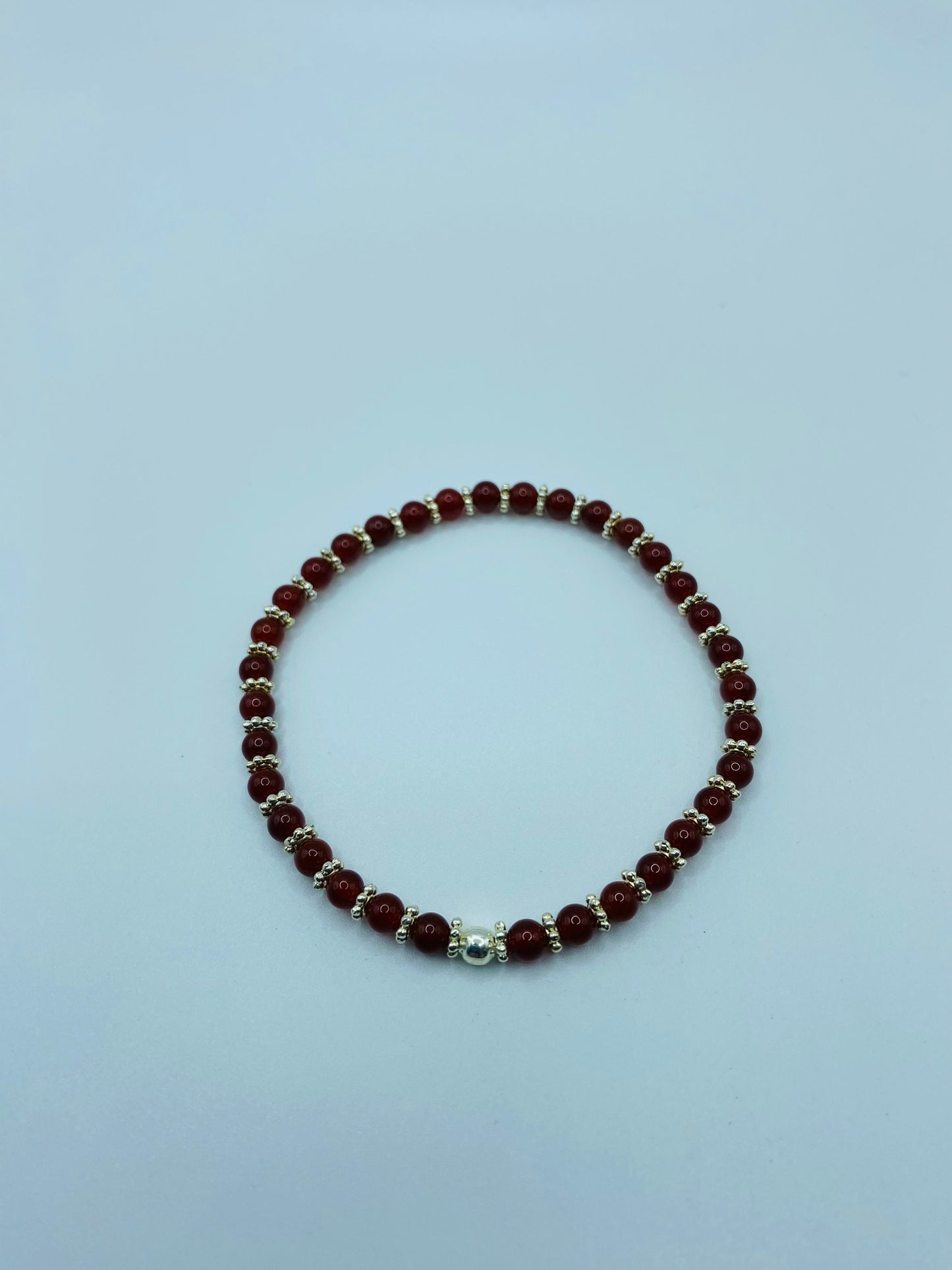 Garnet Bracelet: Silver Snowflake & Hematite Beaded Bracelet