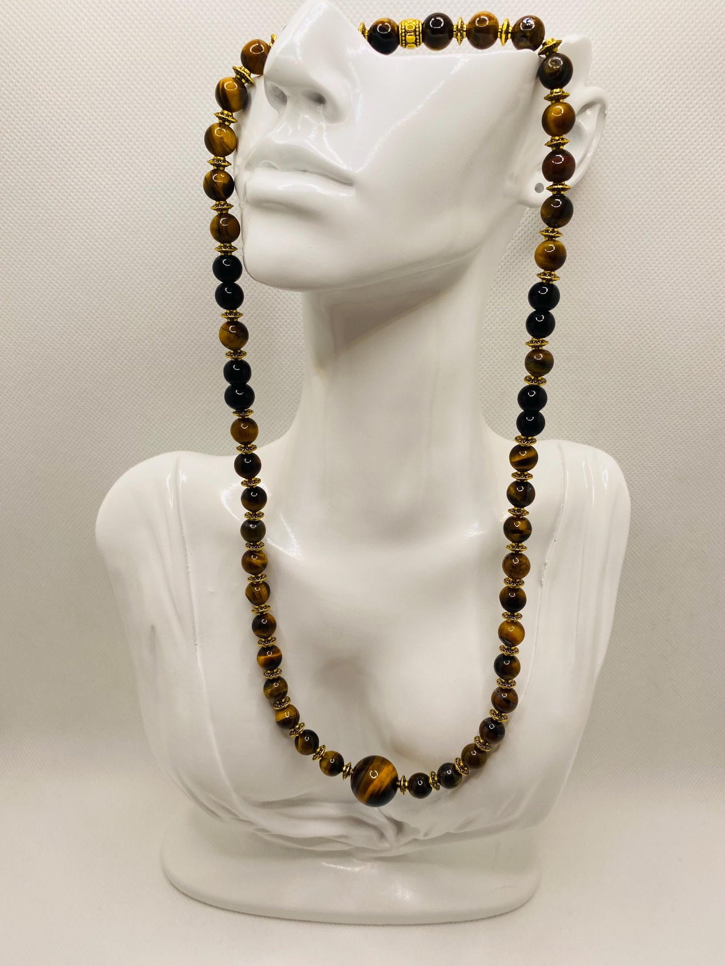 Handmade Tigers Eye Necklace: Tibetan Style Gemstone Jewelry