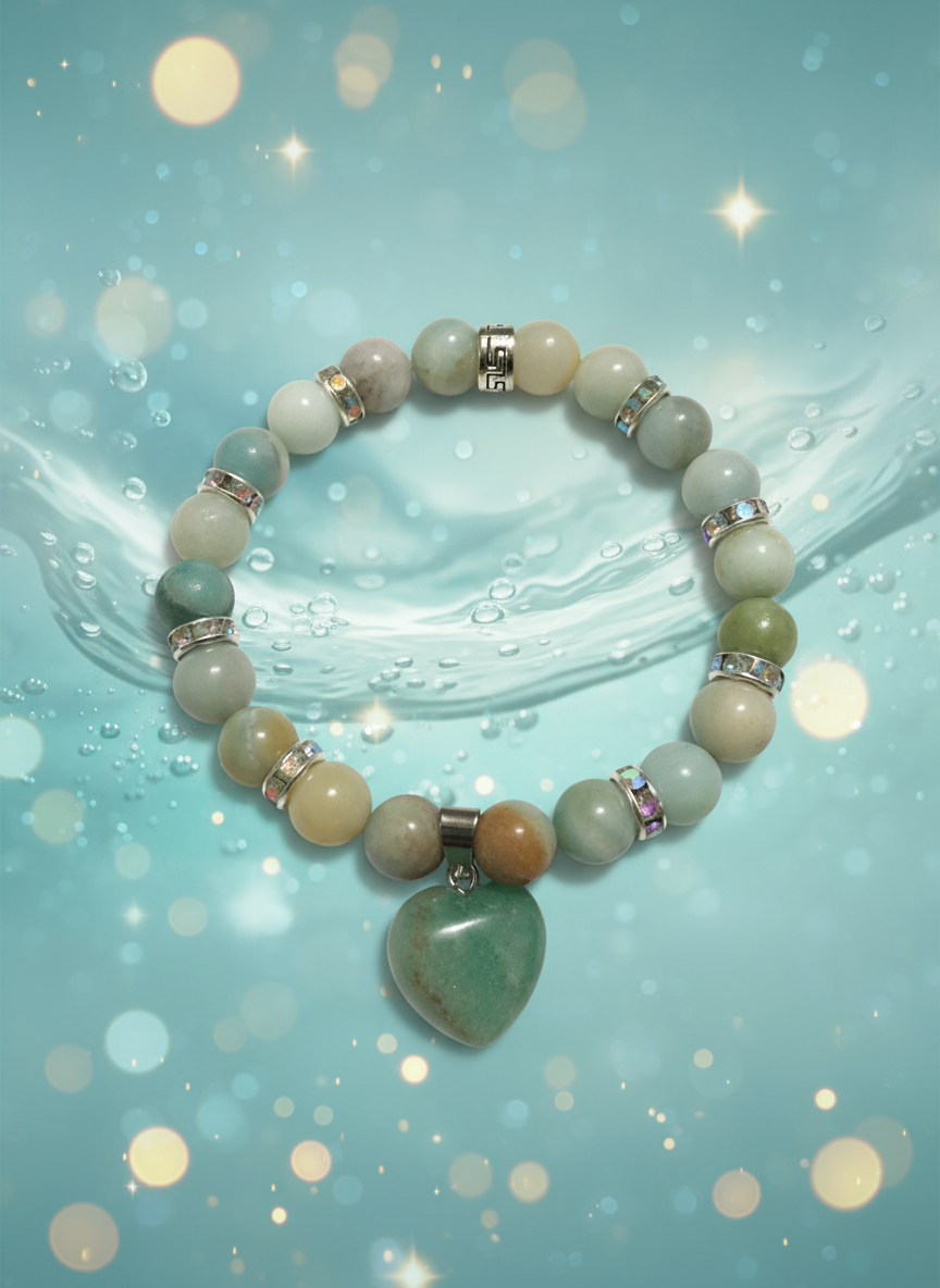 Amazonite Heart Charm Bracelet Background