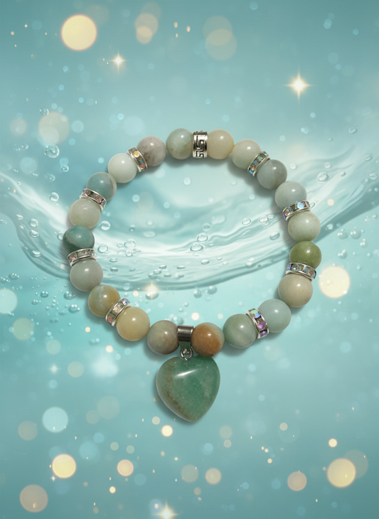 Amazonite Heart Charm Bracelet Background
