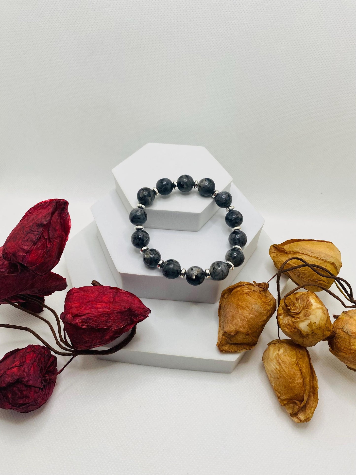 Handmade Labradorite Bracelet for Men: Beaded Gemstone Jewelry