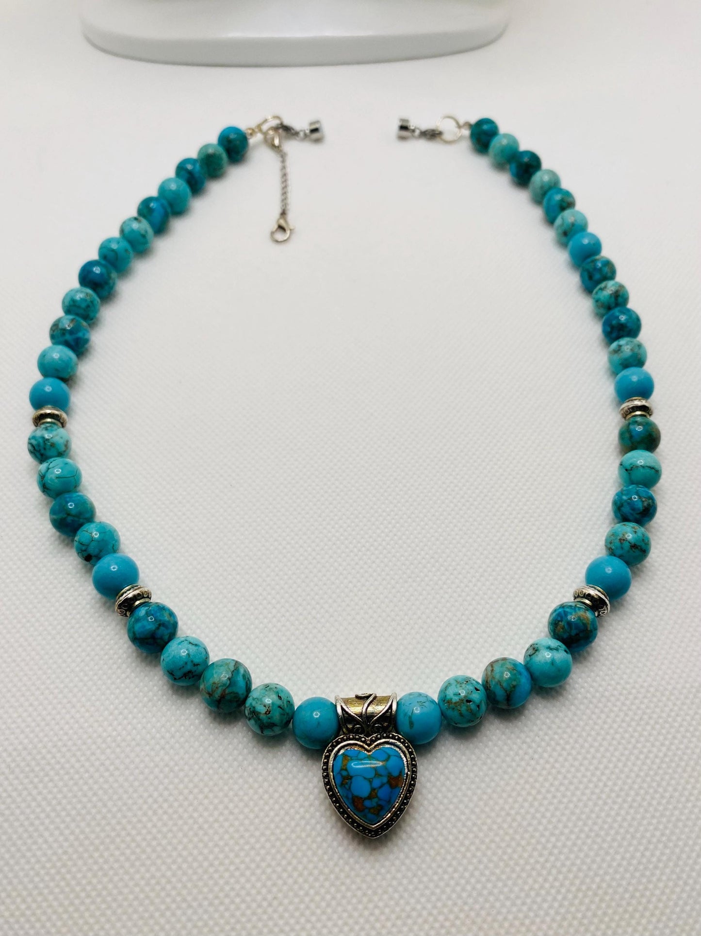 Handmade Turquoise Heart Necklace: Boho Gemstone Jewelry