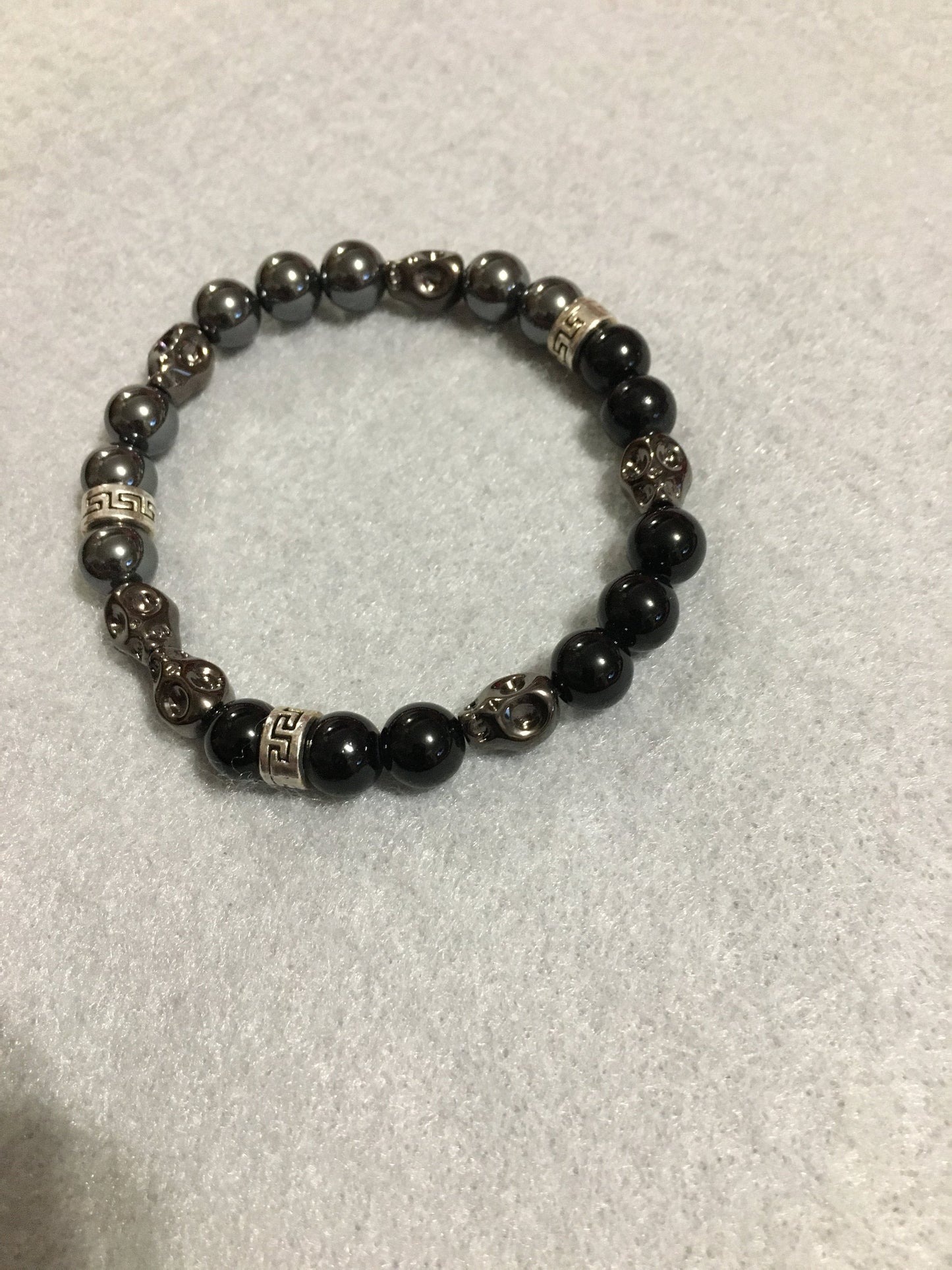 Mens Bracelet Day of the Dead Handmade Jewelry, Goth Jewelry with Natural Gemstone Beads, Gift for Men