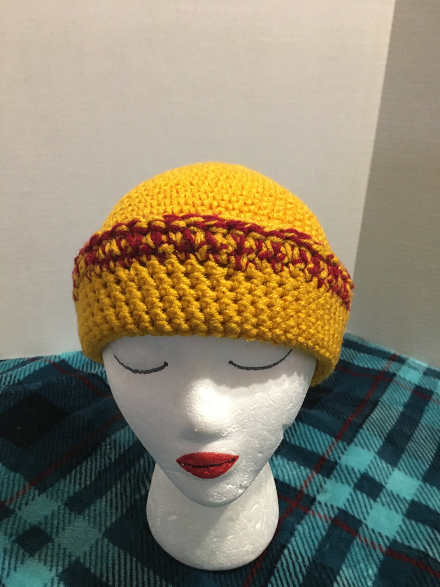 USC Trojans Crochet Slouchy Beanie: Gold & Crimson Red Hat