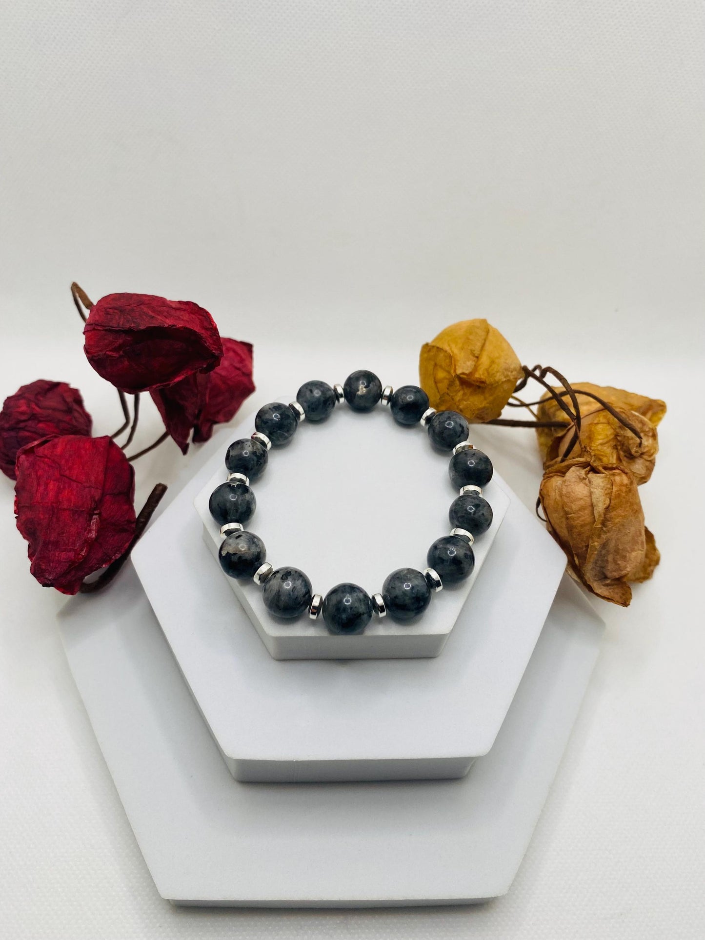 Handmade Labradorite Bracelet for Men: Beaded Gemstone Jewelry