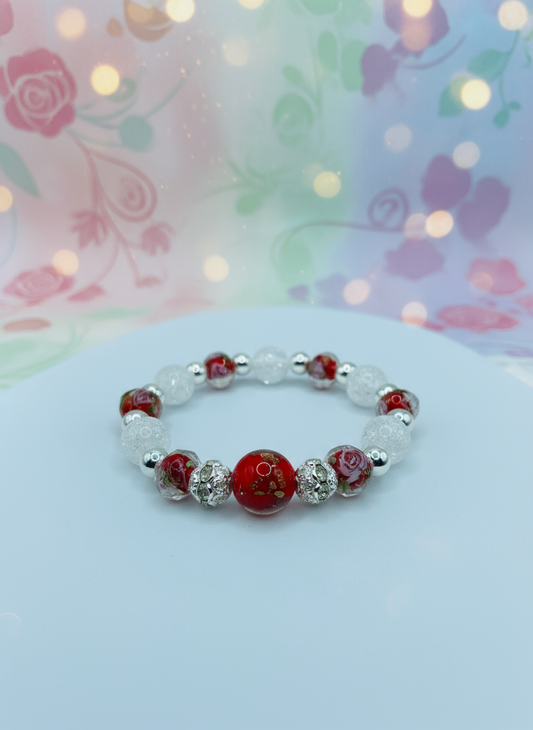 Background for Lampwork Floral Glass Bead Bracelet