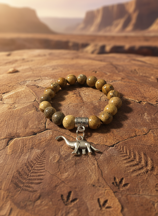 Background for Picture Jasper Dinosaur Bracelet