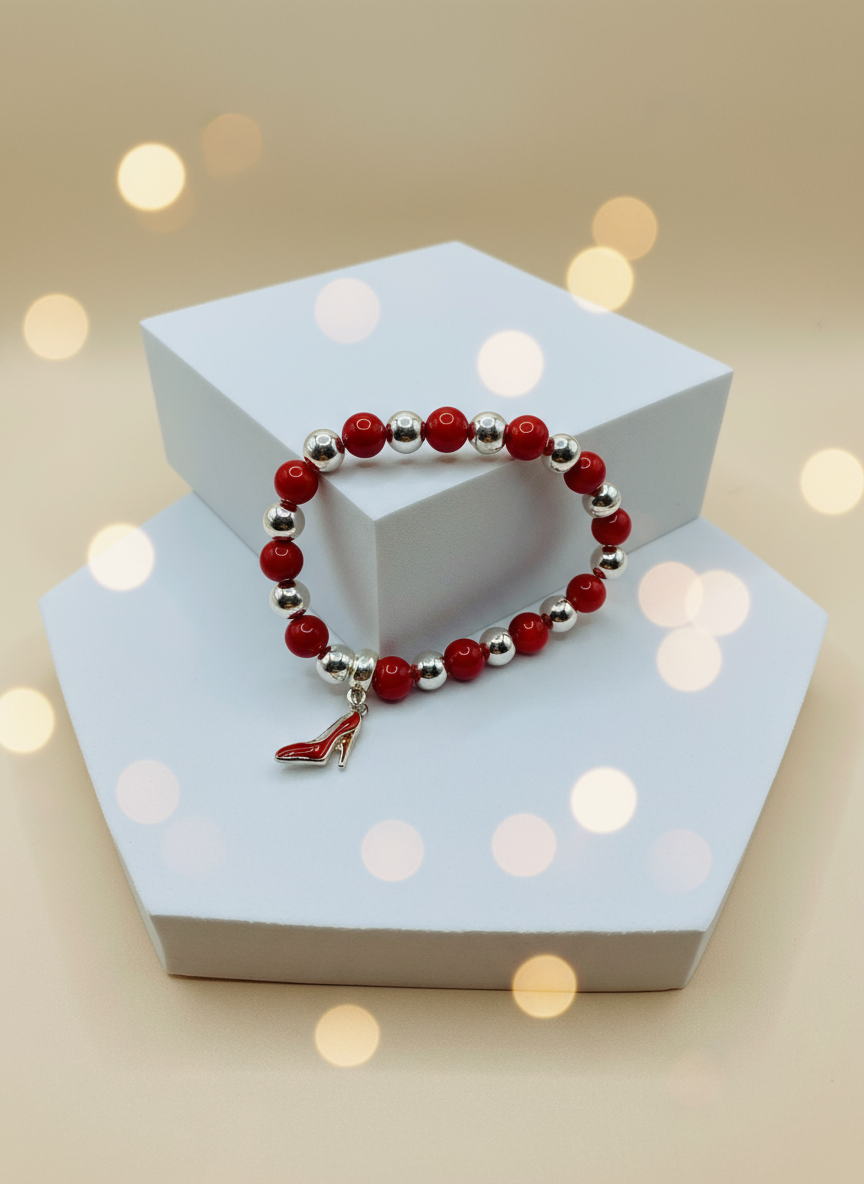 Background for Red Coral Shoe Charm Bracelet