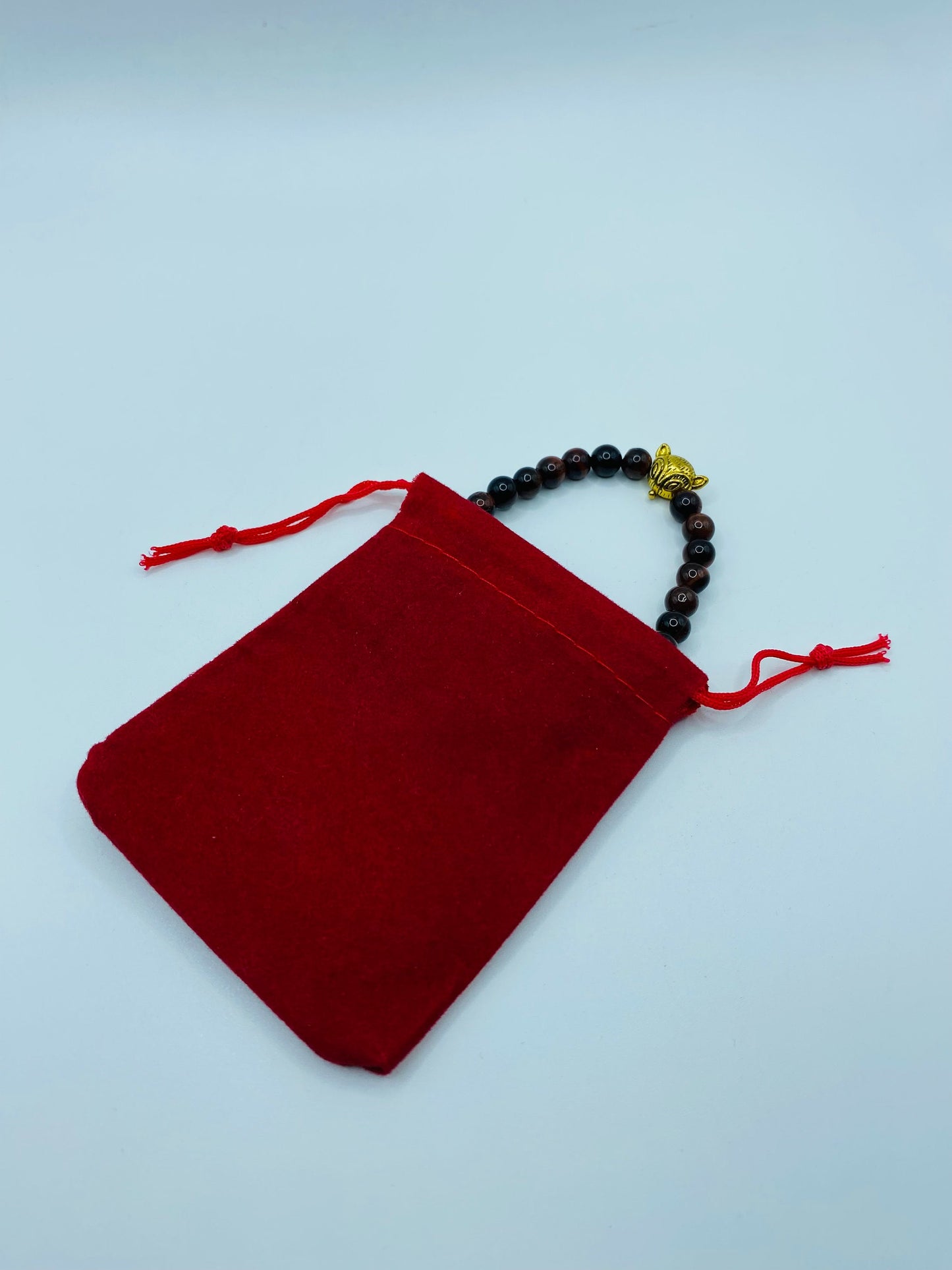 Red Tiger's Eye Bracelet with Golden Fox Charm