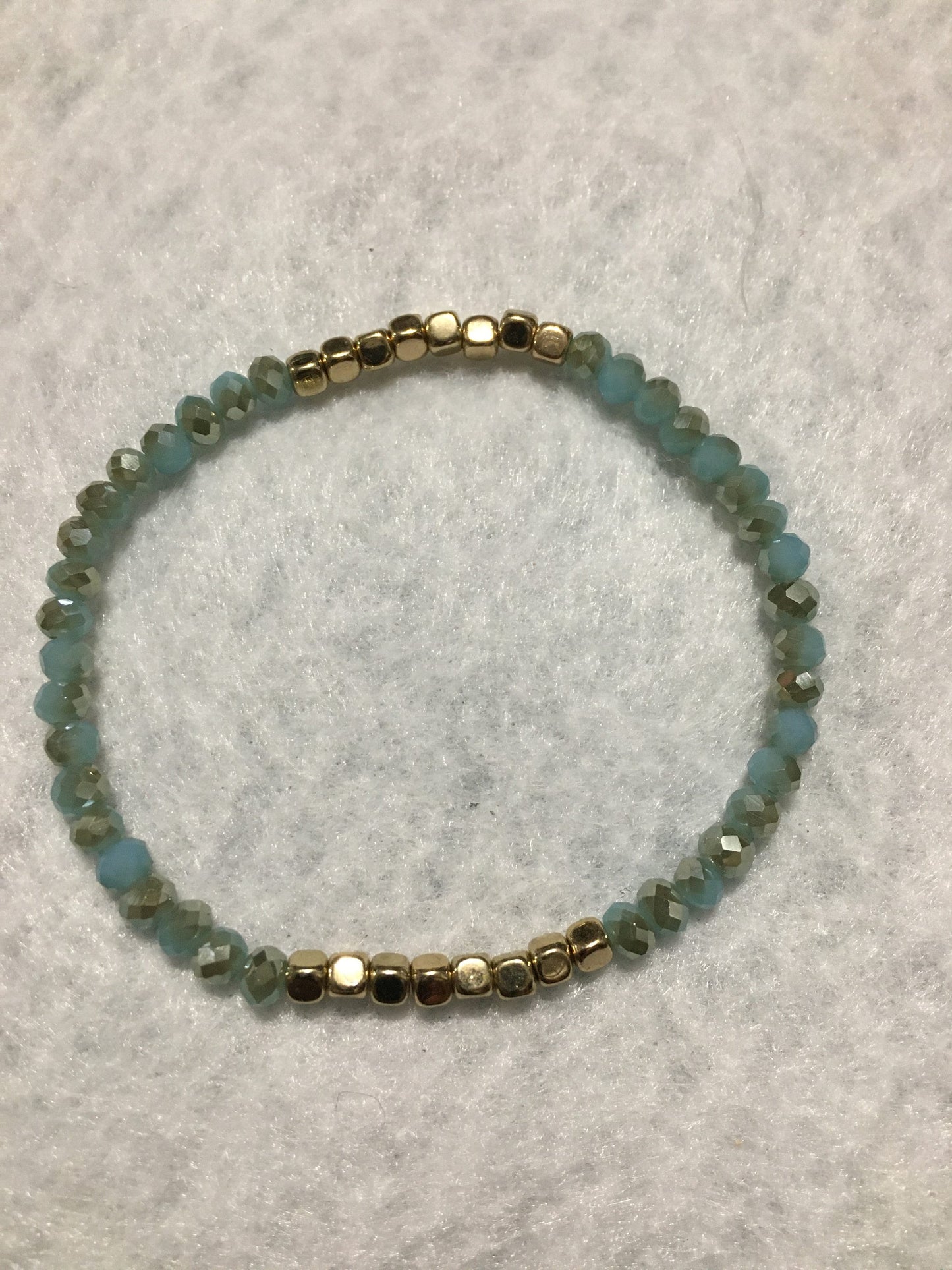 Blue Quartz Crystal Bracelet: Gold Spacer Beads, Handmade Jewelry