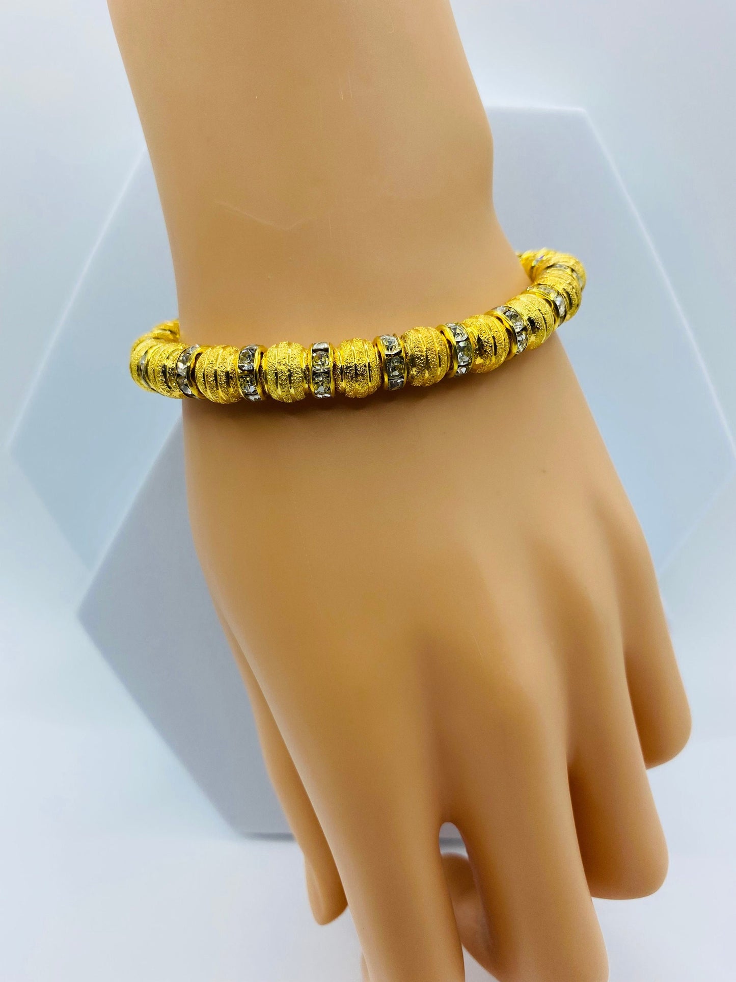 Handmade 18k Gold Plated Bracelet with Rhinestones