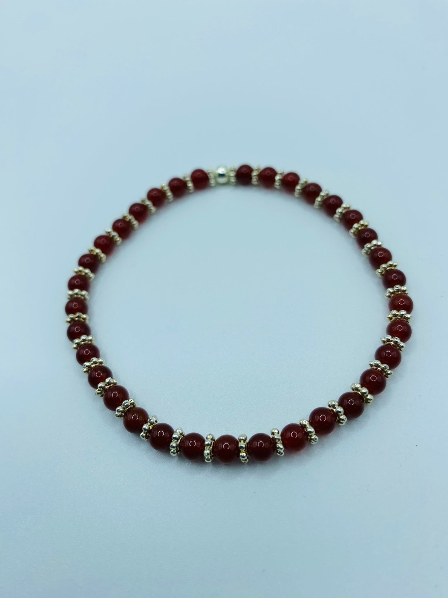 Garnet Bracelet: Silver Snowflake & Hematite Beaded Bracelet
