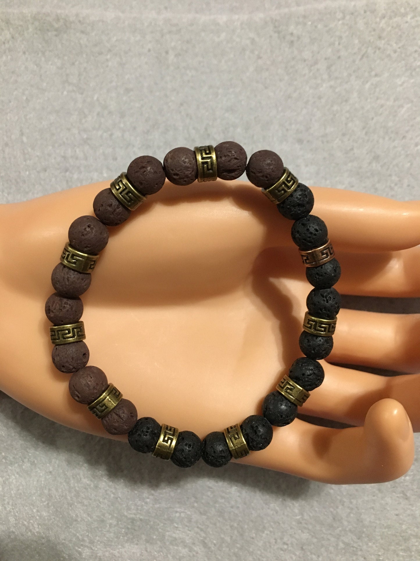 Lava Rock Bracelet: Handmade Essential Oil Diffuser, Tibetan Bronze Spacers