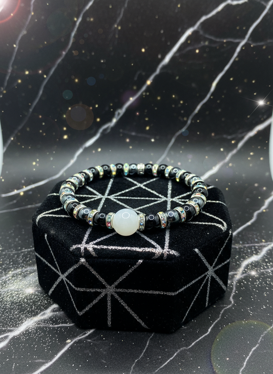 Black Onyx Chalcedony Bracelet - Enhanced
