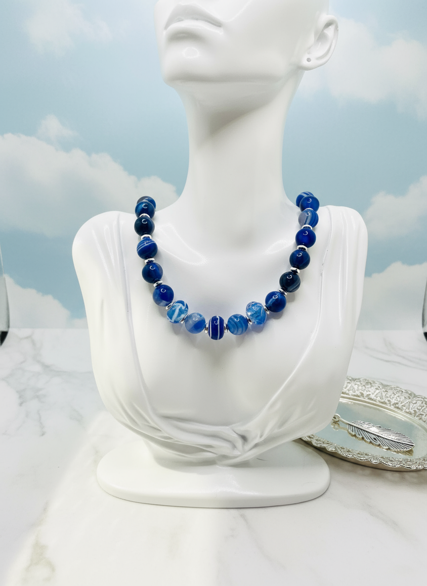 Blue Lace Agate Necklace Enhanced