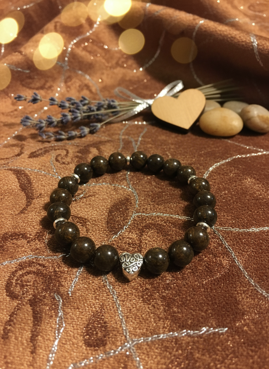 Bronzite Love Heart Hematite Bracelet - Enhanced