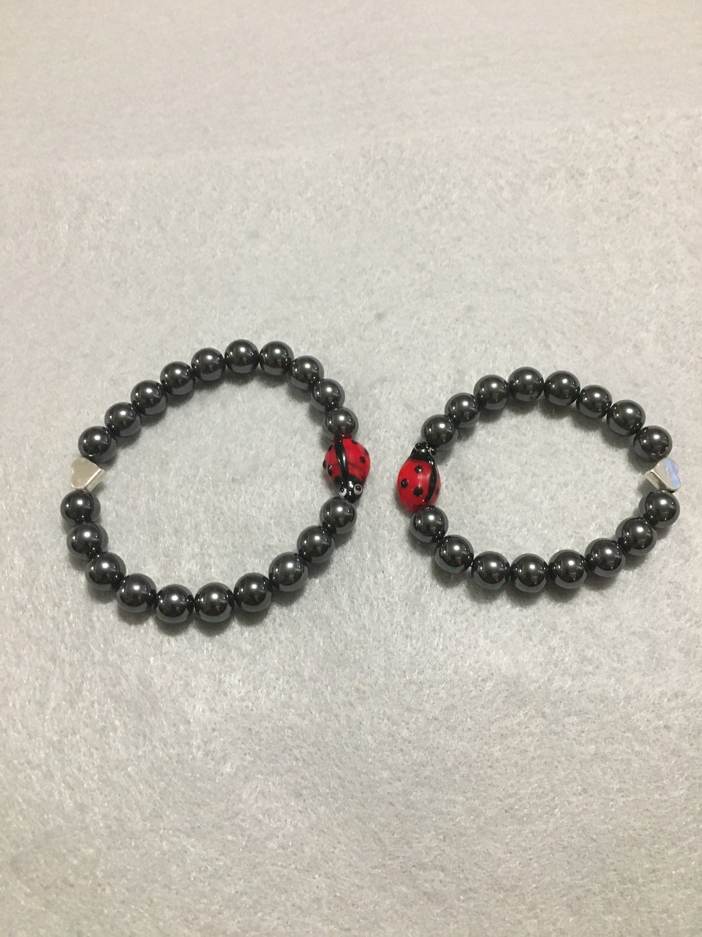 Mommy and Me Miraculous Ladybug Matching Bracelets - Hematite Gemstone Beads - Gifts for Mom
