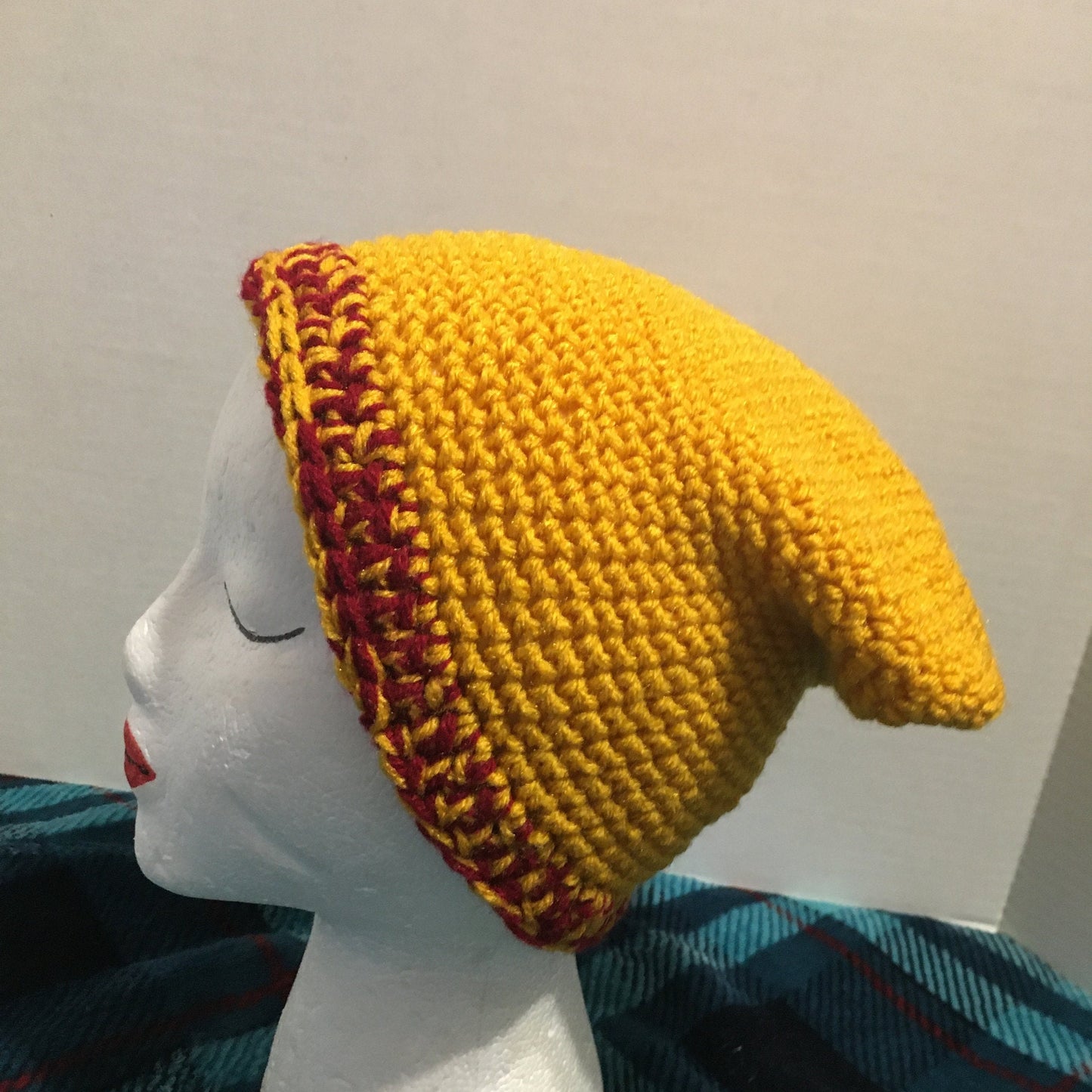 USC Trojans Crochet Slouchy Beanie: Gold & Crimson Red Hat