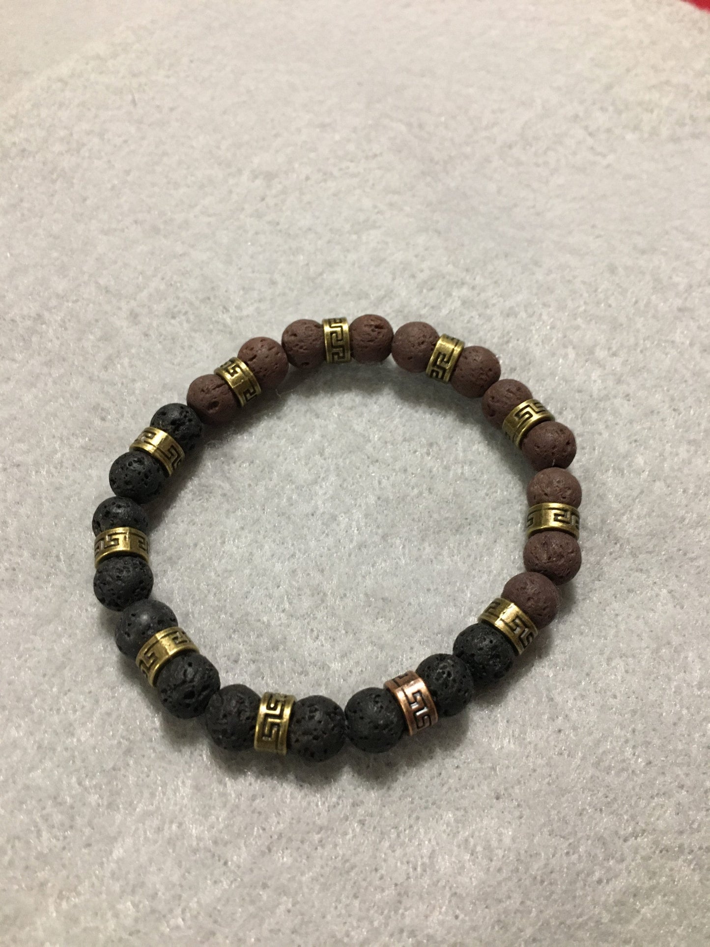 Lava Rock Bracelet: Handmade Essential Oil Diffuser, Tibetan Bronze Spacers