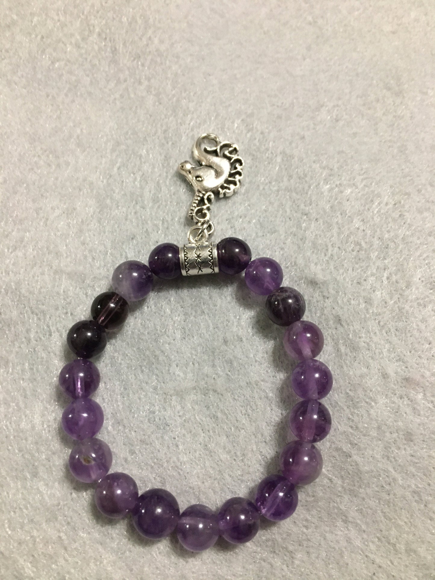 Unicorn Jewelry Charm Bracelet with Amethyst Gemstone Beads - Once Upon a Time - Gifts for Girls