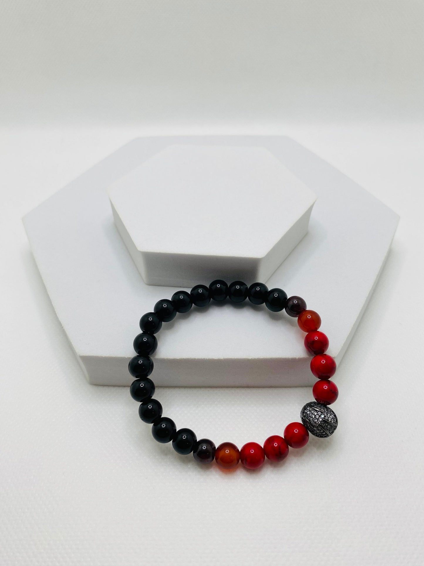 Atlanta Falcons Bracelet: Gemstone Bead Bracelet with Football Helmet