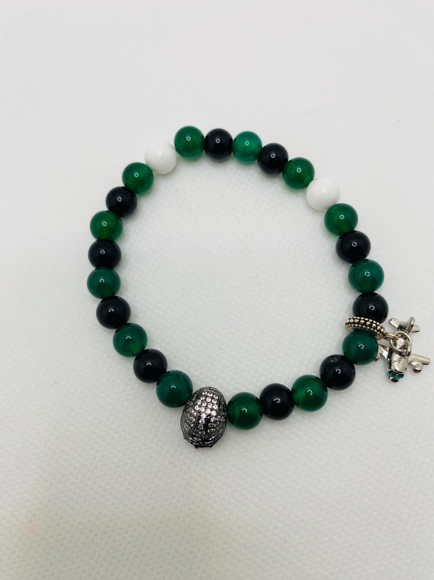 New York Jets Jade Beaded Bracelet: Football Fan Jewelry