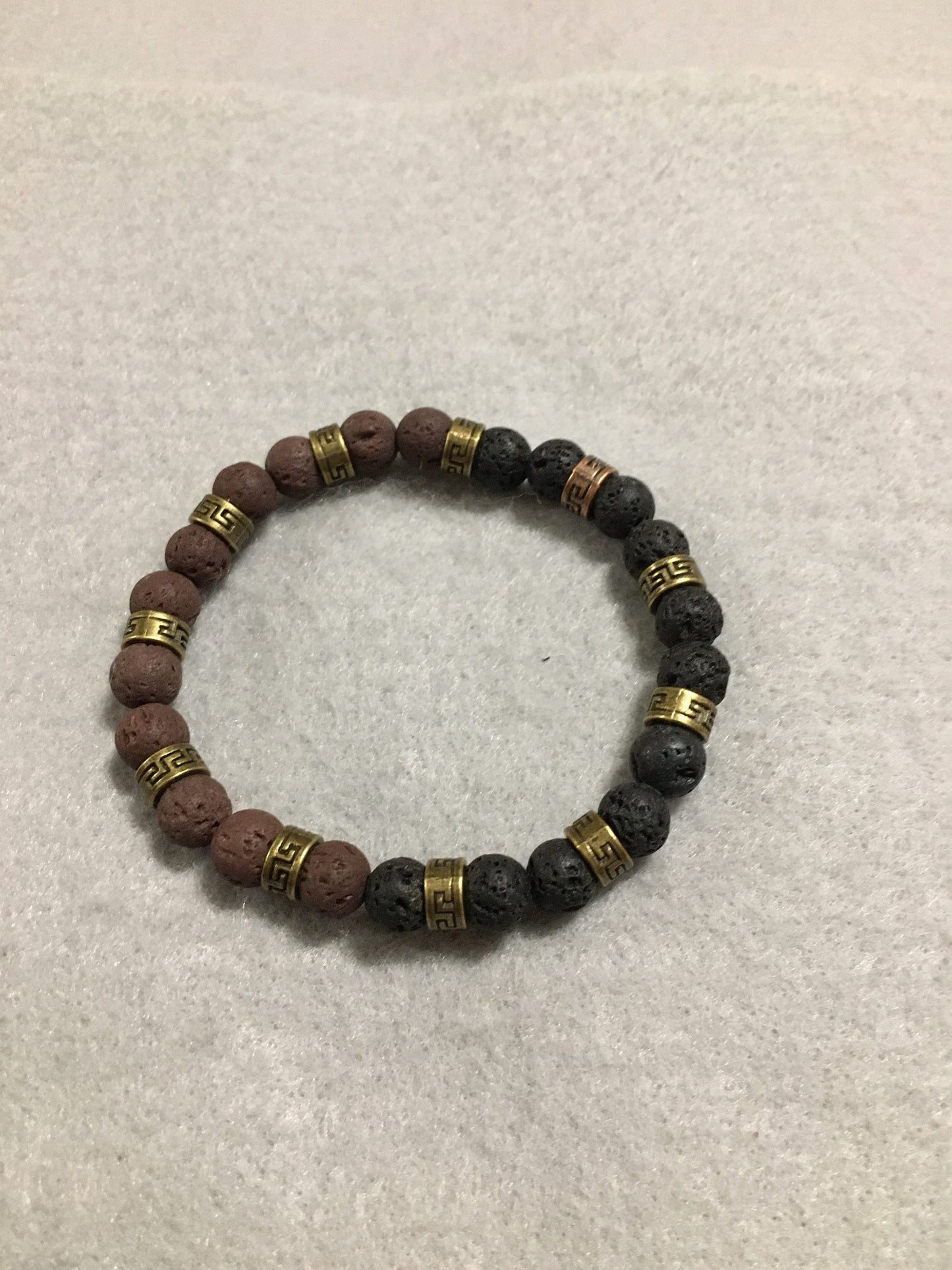 Lava Rock Bracelet: Handmade Essential Oil Diffuser, Tibetan Bronze Spacers