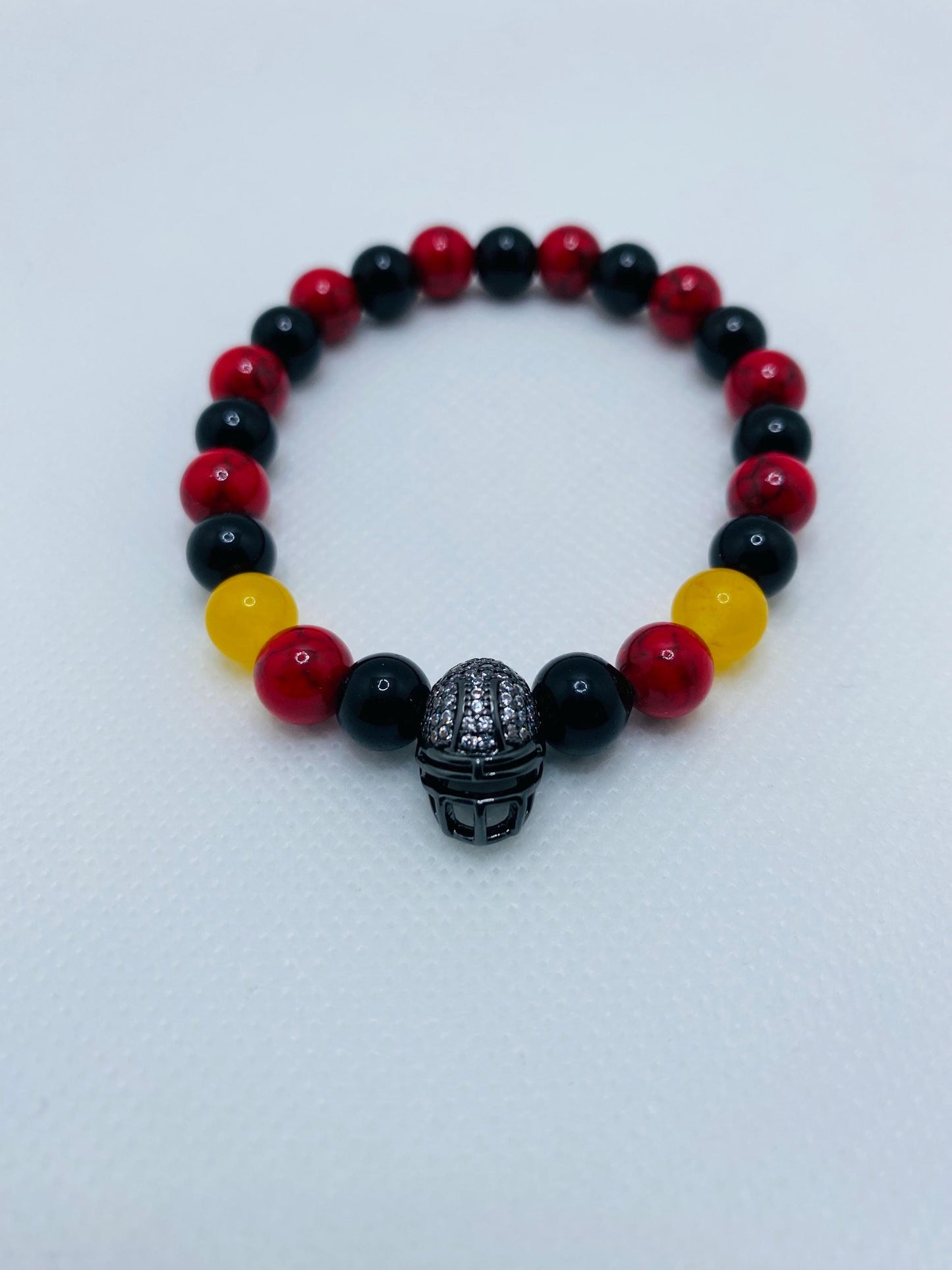 Arizona Cardinals Bracelet: Gemstone Beads with Football Helmet Charm