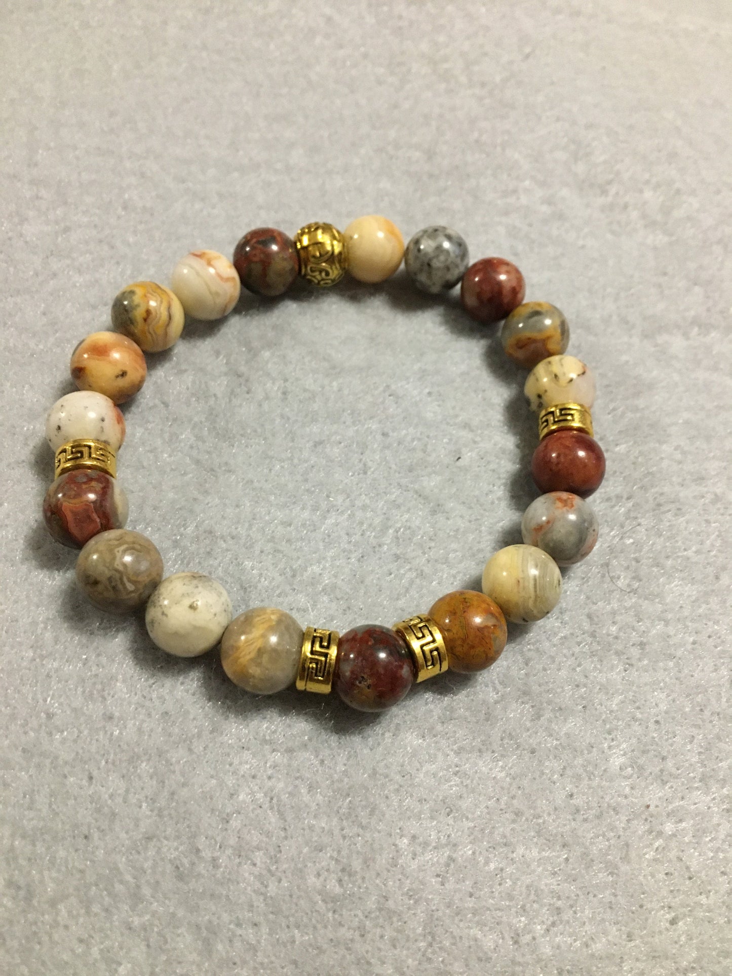 Mens Bracelet with Agate Gemstone Beads & Tibetan Jewelry Spacers - Handmade Jewelry - Gifts for Him
