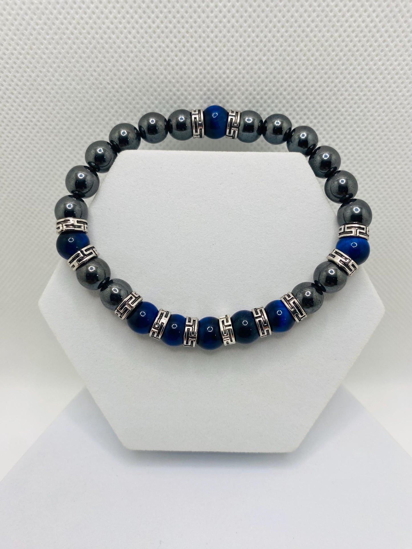 Tigers Eye & Hematite Bracelet: Tibetan Gemstone Jewelry