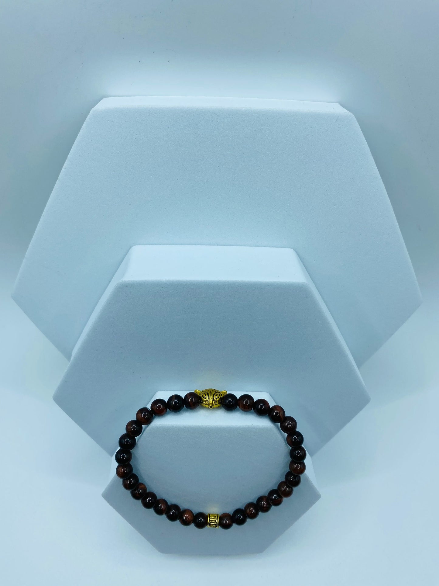 Red Tiger's Eye Bracelet with Golden Fox Charm
