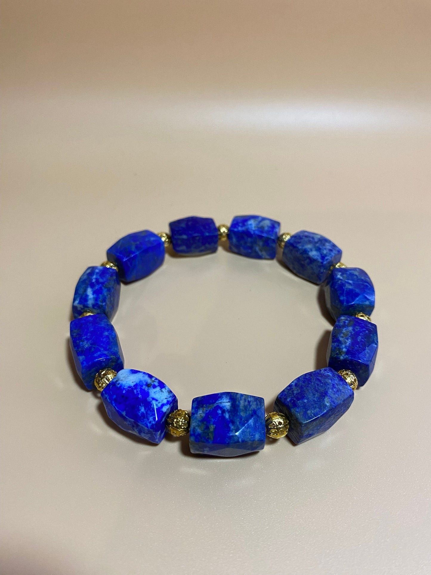 Lapis Lazuli Bracelet: 18k Gold Plated Hematite, Handmade Jewelry