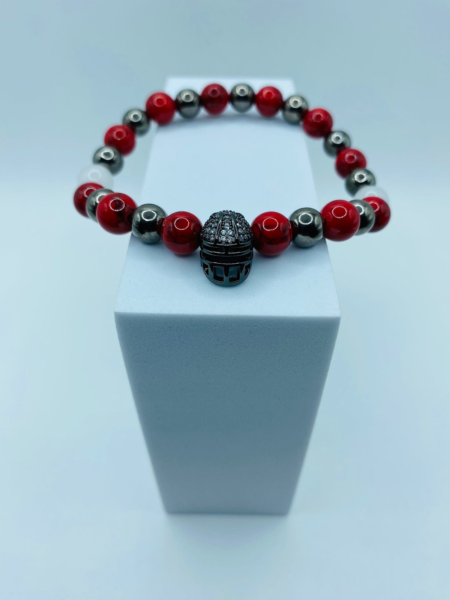 Tampa Bay Buccaneers Bracelet: Jade, Turquoise & Hematite Gemstone Beads