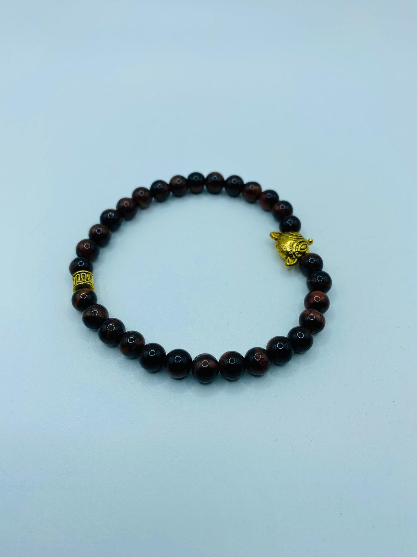 Red Tiger's Eye Bracelet with Golden Fox Charm