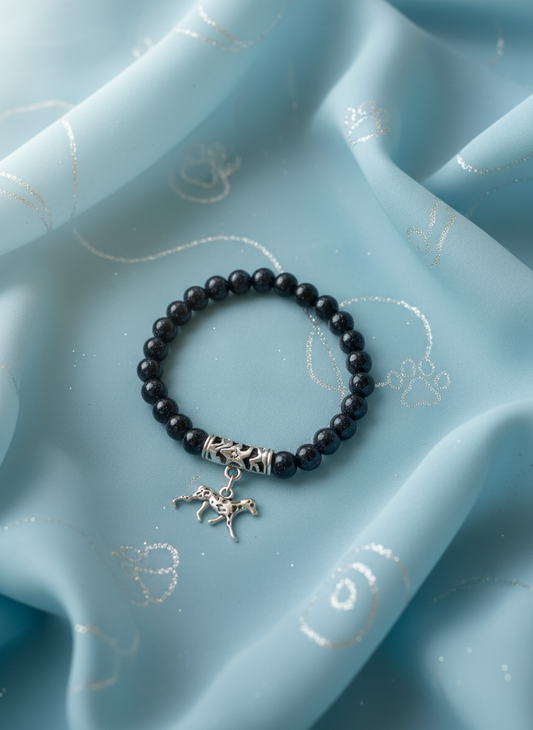 Dalmatian Dog Memorial Blue Sandstone Bracelet - Enhanced