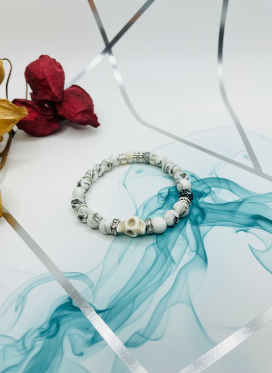 Day of the Dead Howlite Skull Bracelet - Enhanced