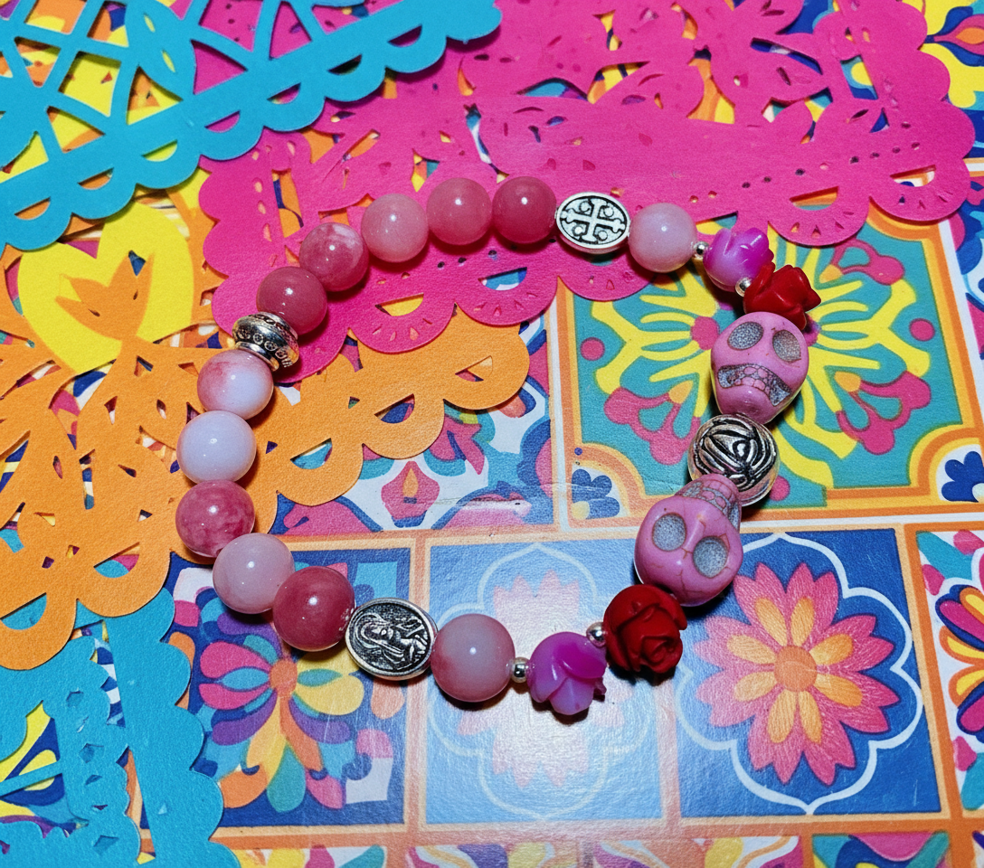 Day of the Dead Jade Skull Bracelet Enhanced