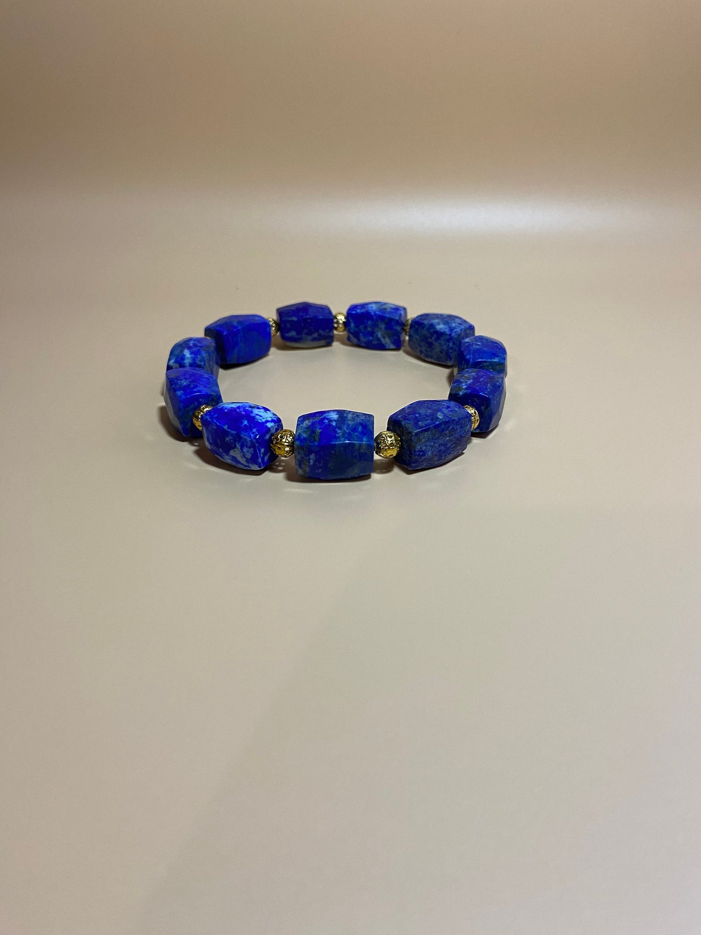 Lapis Lazuli Bracelet: 18k Gold Plated Hematite, Handmade Jewelry