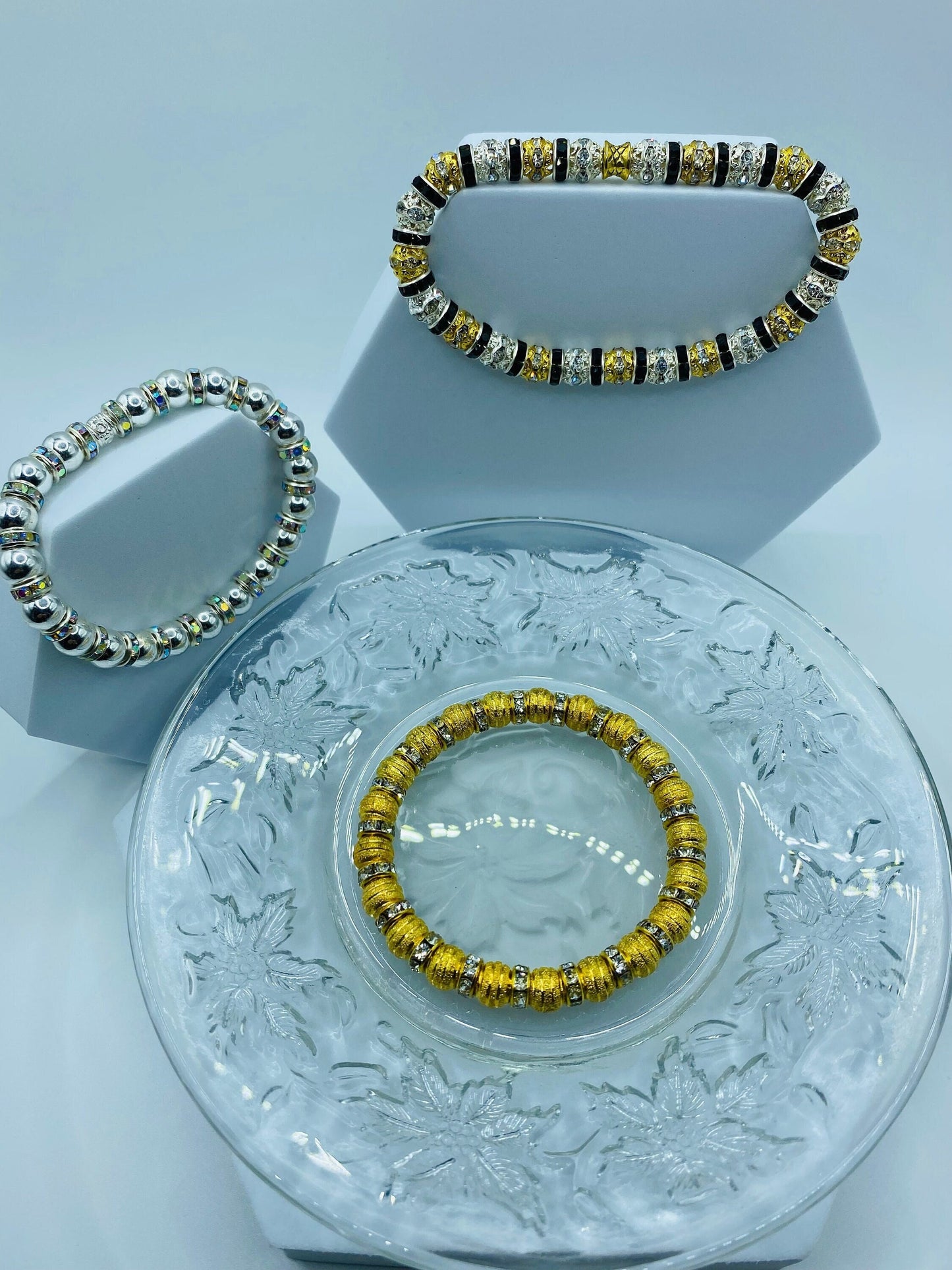 Handmade 18k Gold Plated Bracelet with Rhinestones