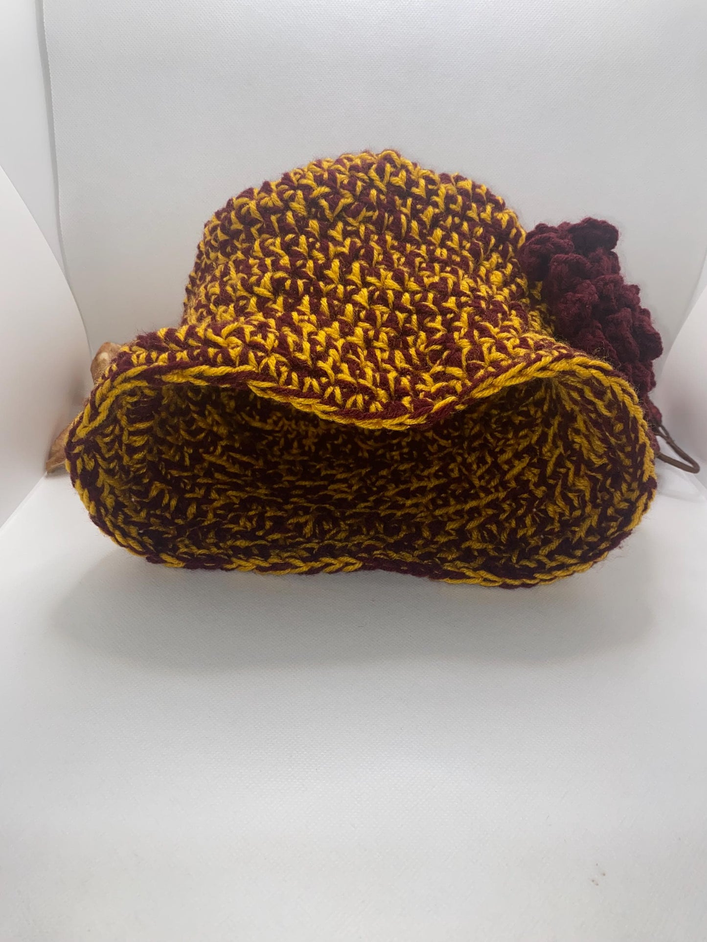 USC Trojans Crochet Hat: Gold & Crimson Beanie, Handmade College Apparel