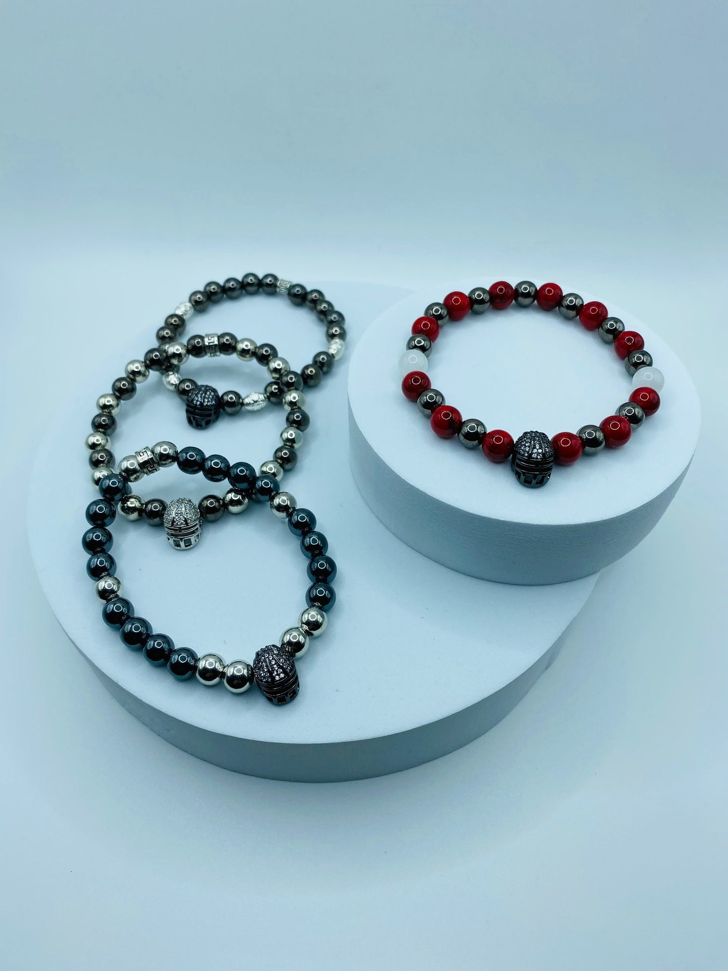 Tampa Bay Buccaneers Bracelet: Jade, Turquoise & Hematite Gemstone Beads