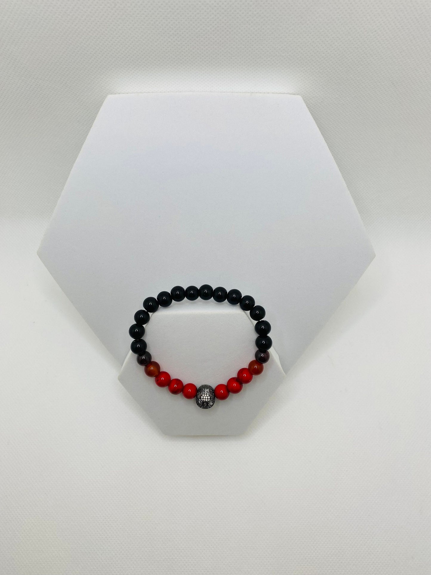 Atlanta Falcons Bracelet: Gemstone Bead Bracelet with Football Helmet