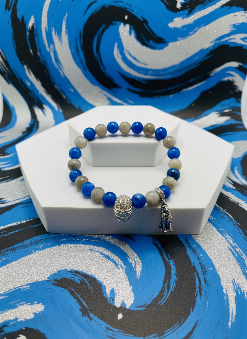 Detroit Lions Labradorite Kyanite Charm Bracelet - Enhanced