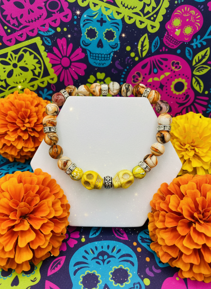 Dia de los Muertos Skull Bracelet - Enhanced