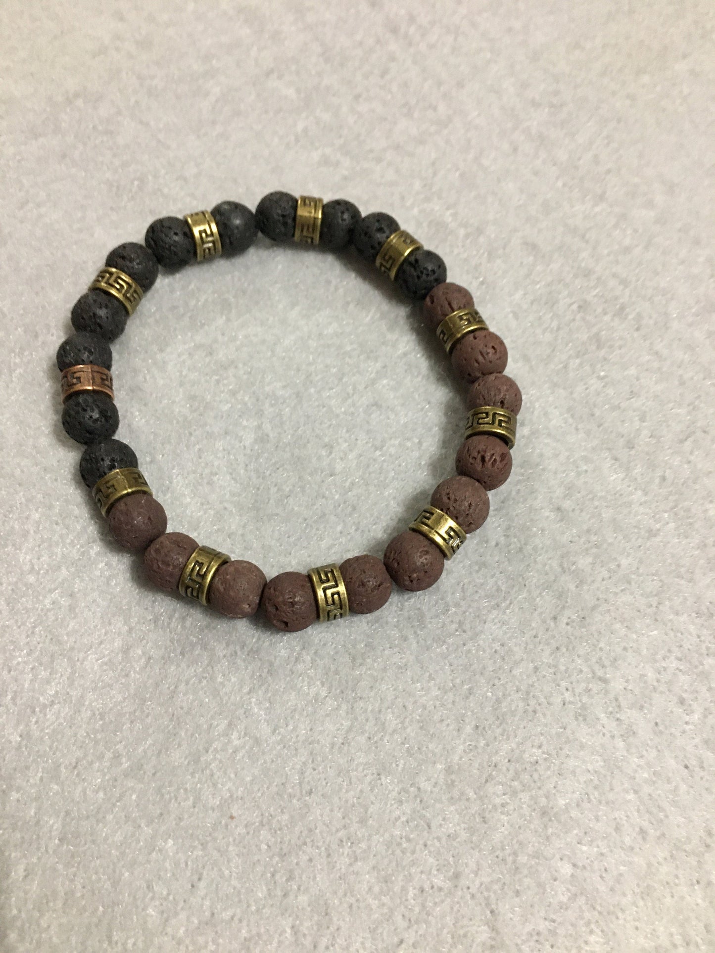 Lava Rock Bracelet: Handmade Essential Oil Diffuser, Tibetan Bronze Spacers