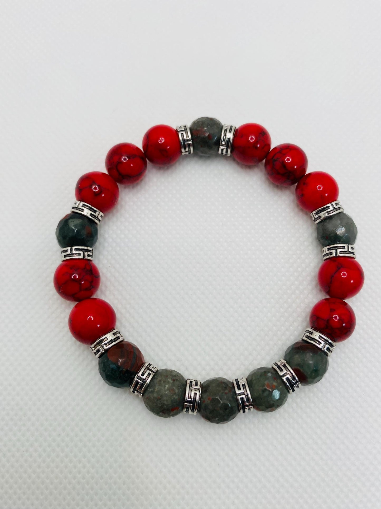 Men's Beaded Bracelet: Turquoise, African Jasper & Tibetan Spacers