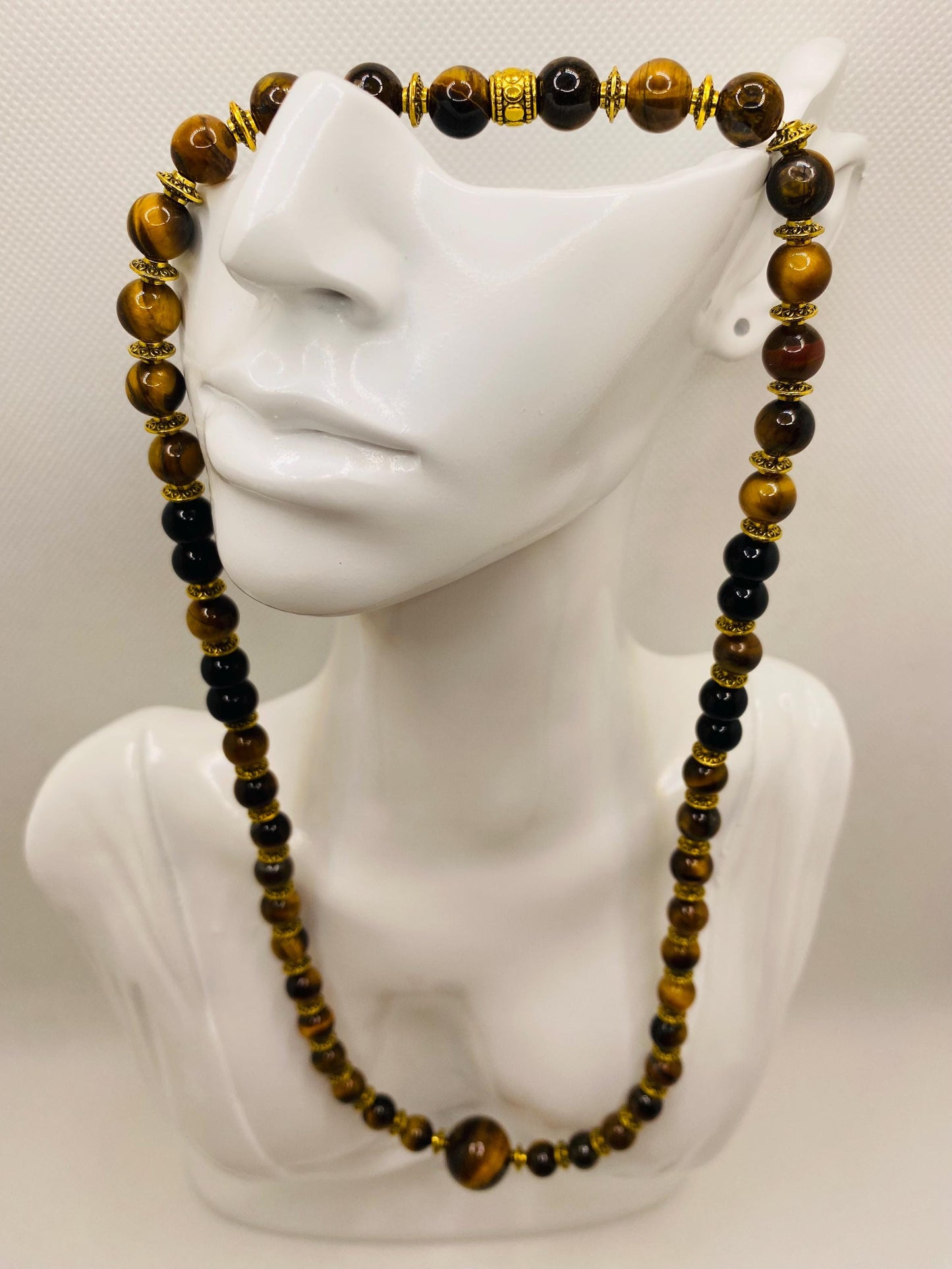 Handmade Tigers Eye Necklace: Tibetan Style Gemstone Jewelry