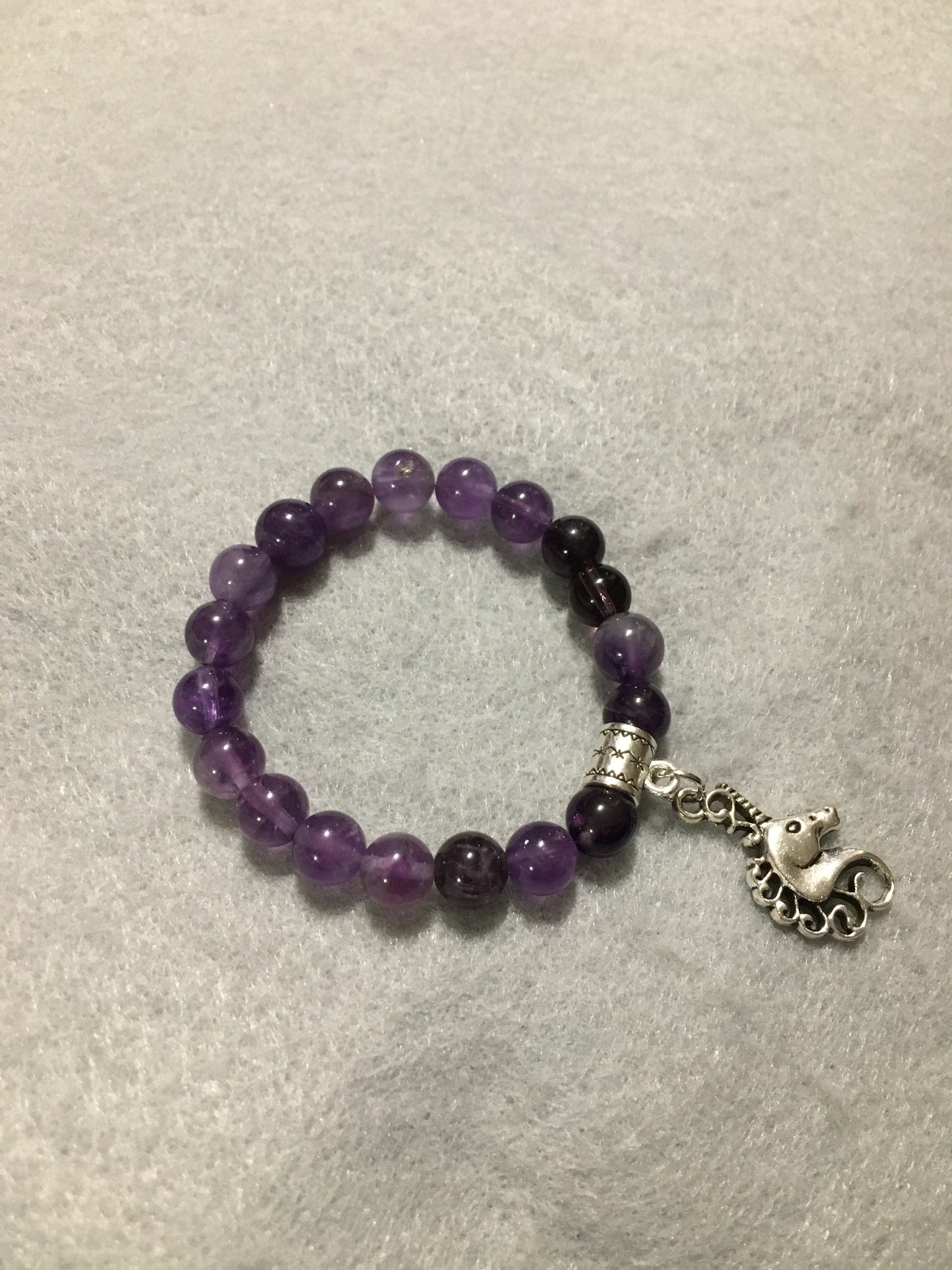 Unicorn Jewelry Charm Bracelet with Amethyst Gemstone Beads - Once Upon a Time - Gifts for Girls
