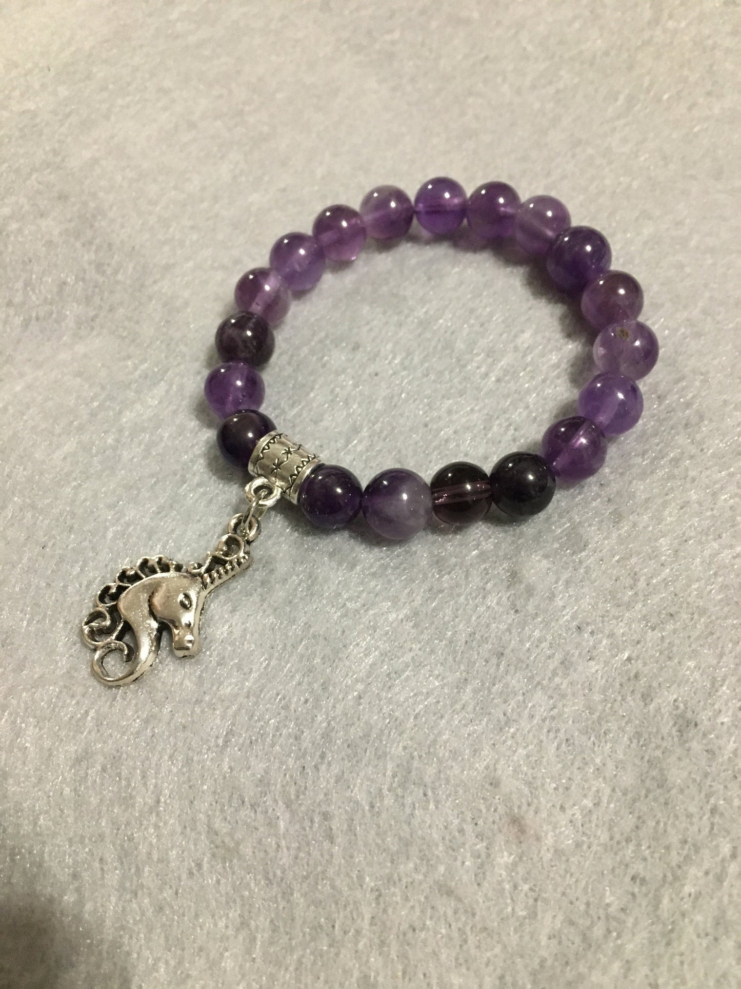 Unicorn Jewelry Charm Bracelet with Amethyst Gemstone Beads - Once Upon a Time - Gifts for Girls
