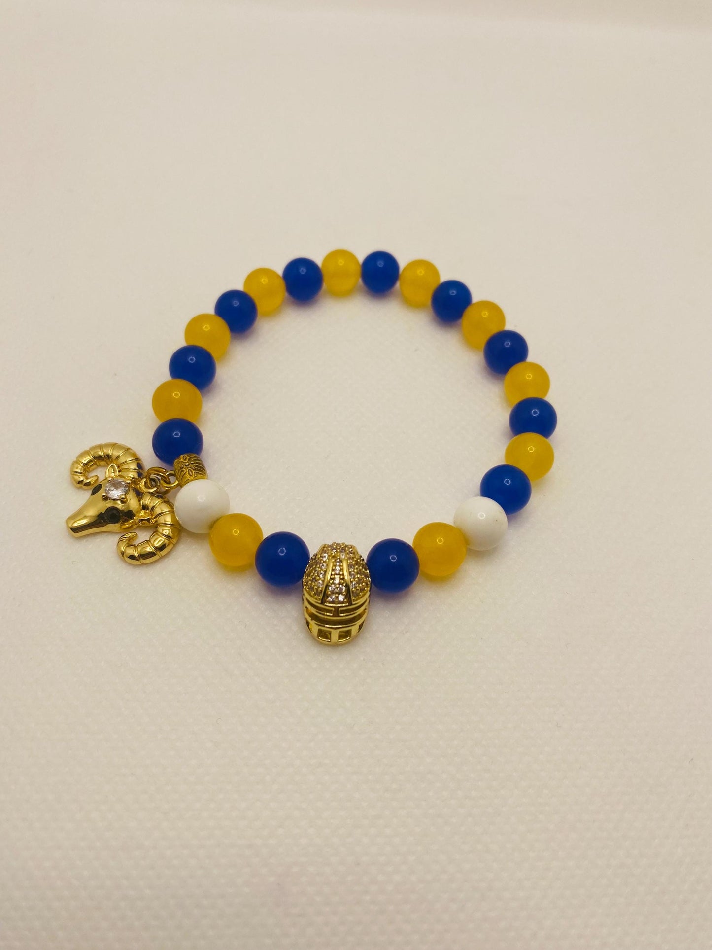 Los Angeles Rams Bracelet: Agate, Kyanite & Jade Gemstone Beads